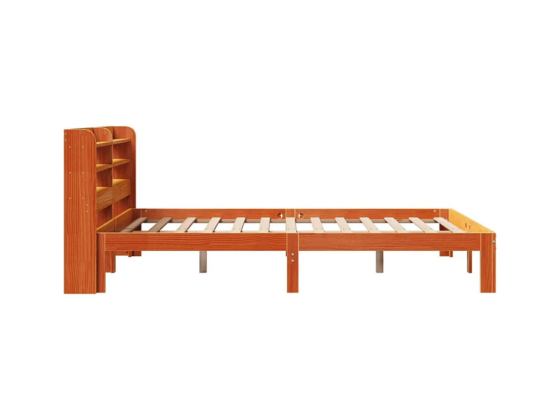 Cadre de lit sans matelas cire marron 135x190cm bois pin massif