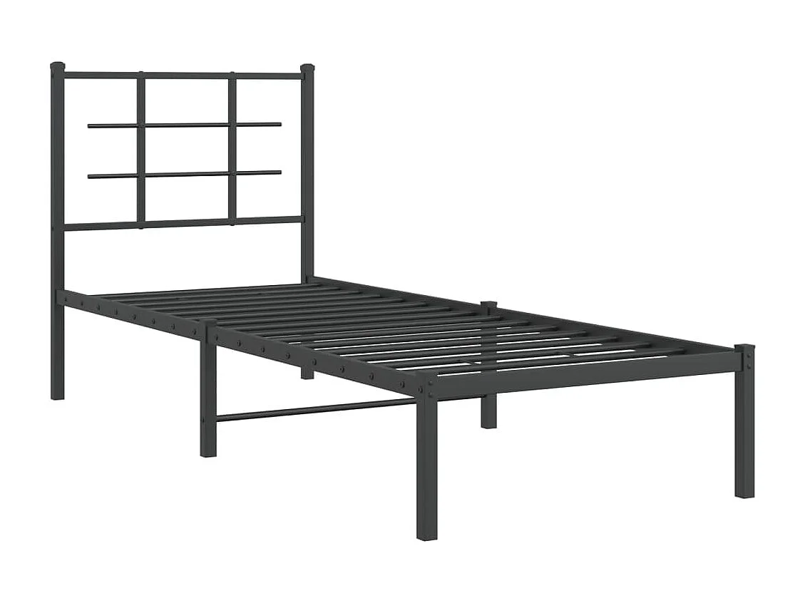 Cadre de lit métal sans matelas avec tête de lit noir 80x200 cm