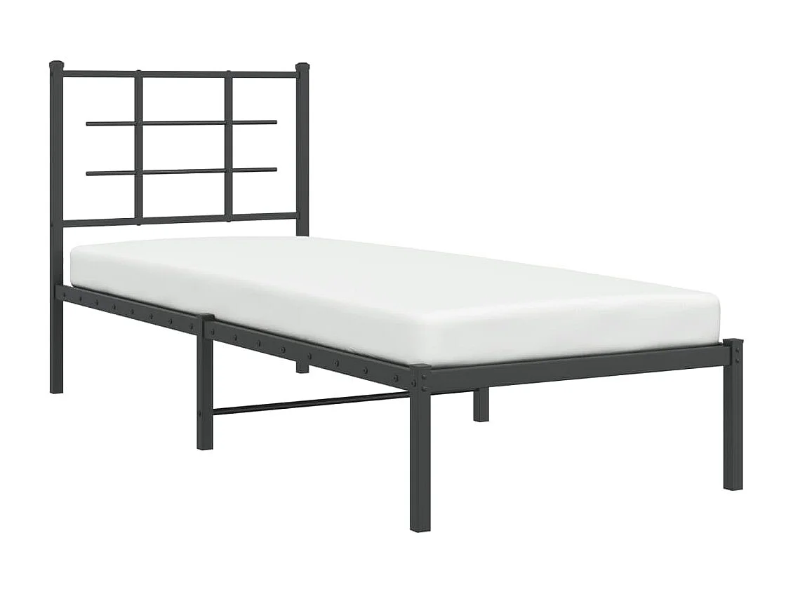 Cadre de lit métal sans matelas avec tête de lit noir 80x200 cm