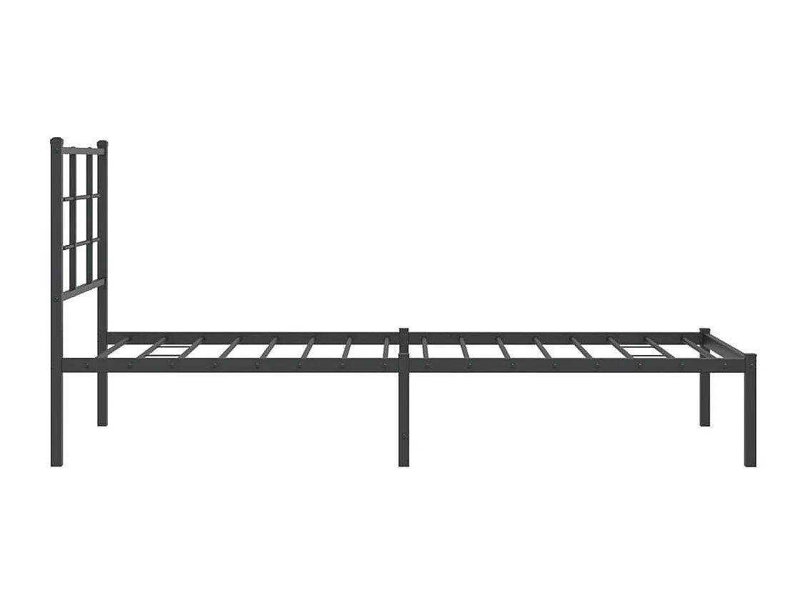 Cadre de lit métal sans matelas avec tête de lit noir 80x200 cm