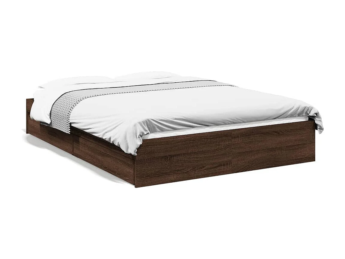 Cadre de lit avec tiroirs sans matelas chêne marron 120x200 cm