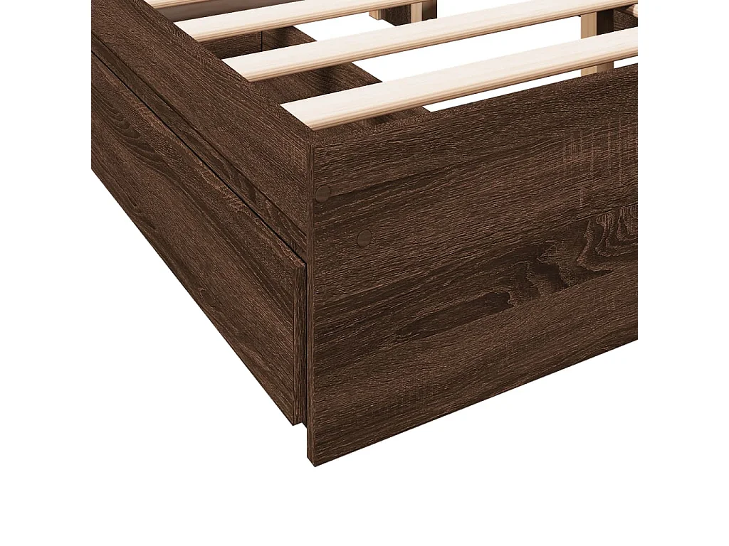 Cadre de lit avec tiroirs sans matelas chêne marron 120x200 cm