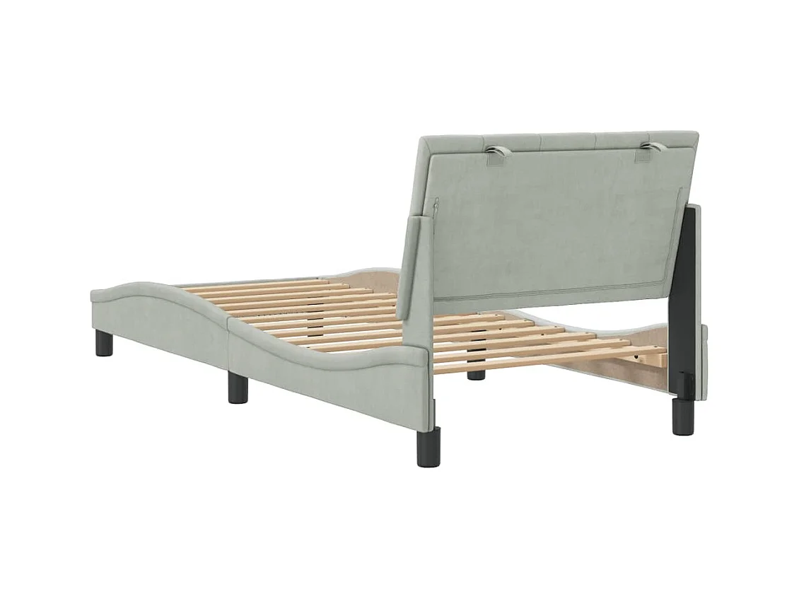 Cadre de lit sans matelas gris clair 90x200 cm velours
