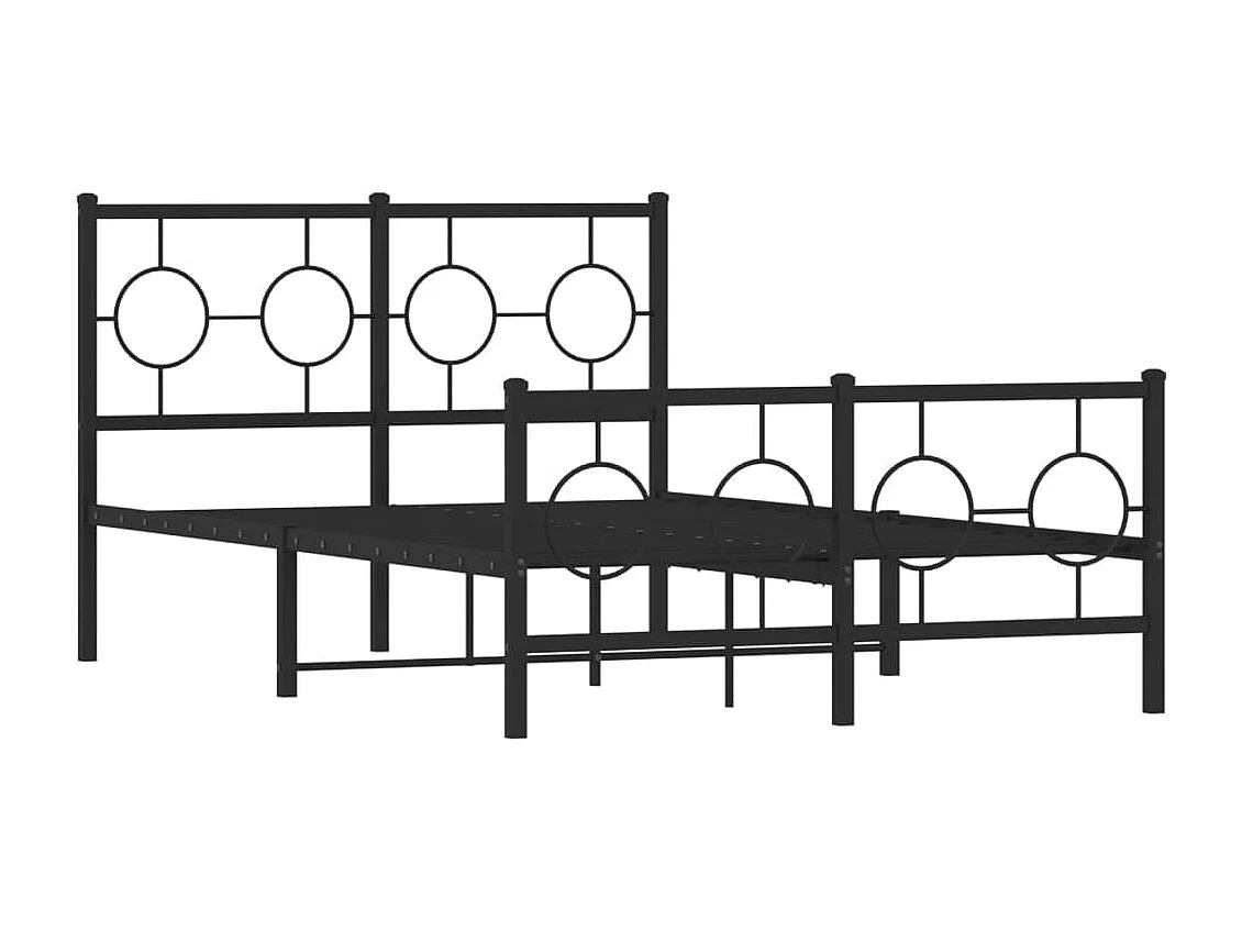 Cadre de lit métal sans matelas avec pied de lit noir 120x190cm