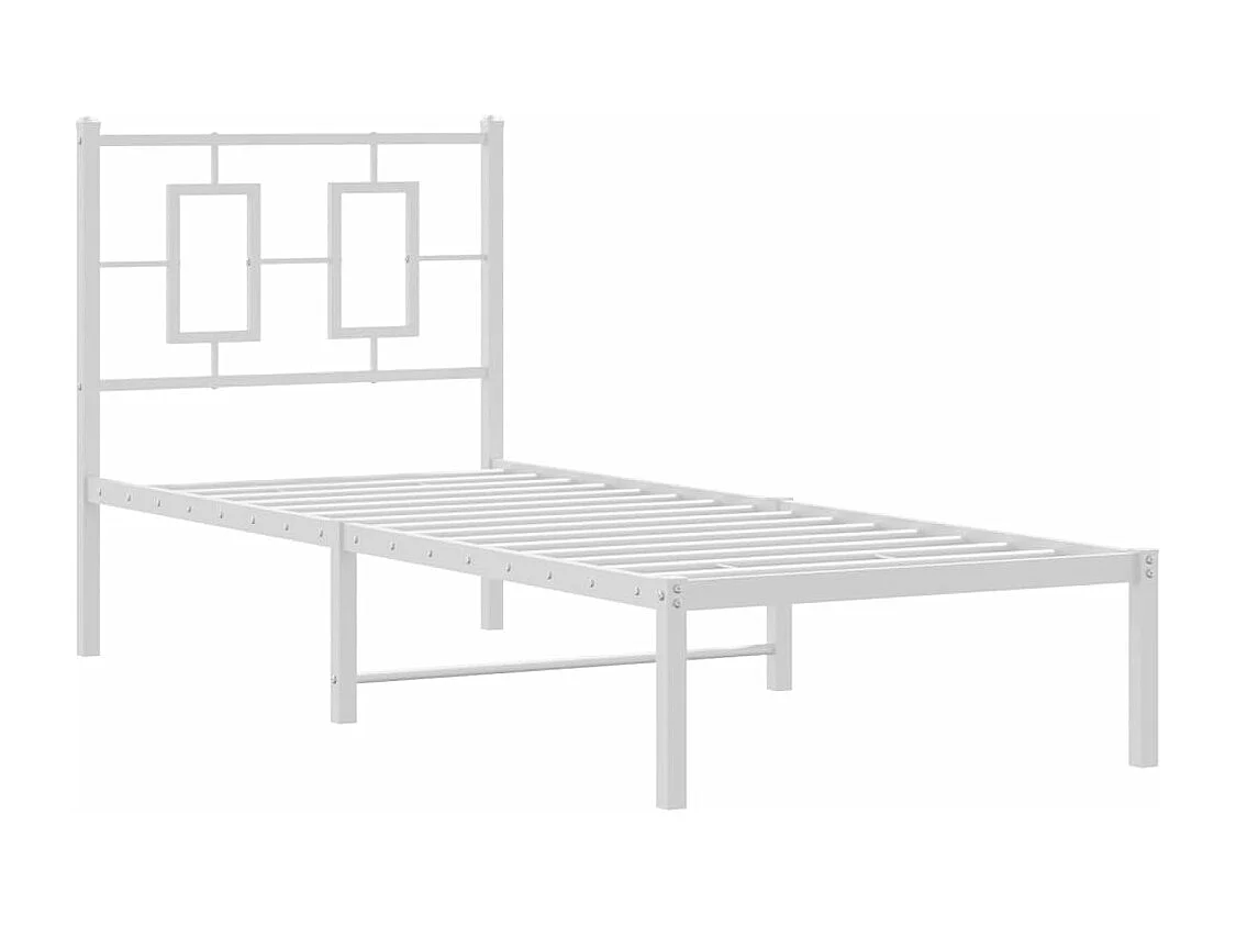 Cadre de lit métal sans matelas avec tête de lit blanc 80x200cm