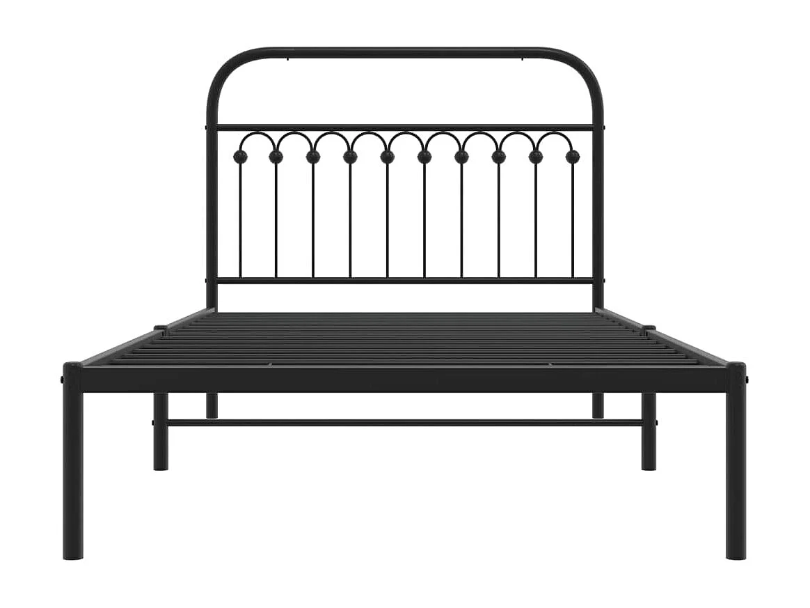 Giroletto con Testiera in Metallo Nero 107x203 cm