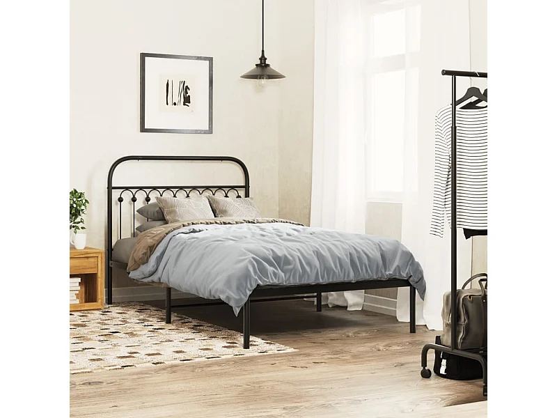 Estrutura de cama com cabeceira 107x203 cm metal preto