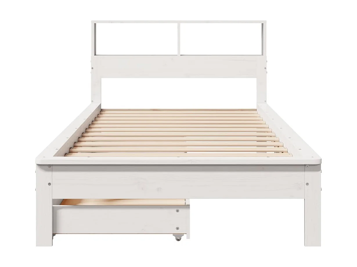 Bed met boekenkast zonder matras grenenhout wit 90x200 cm