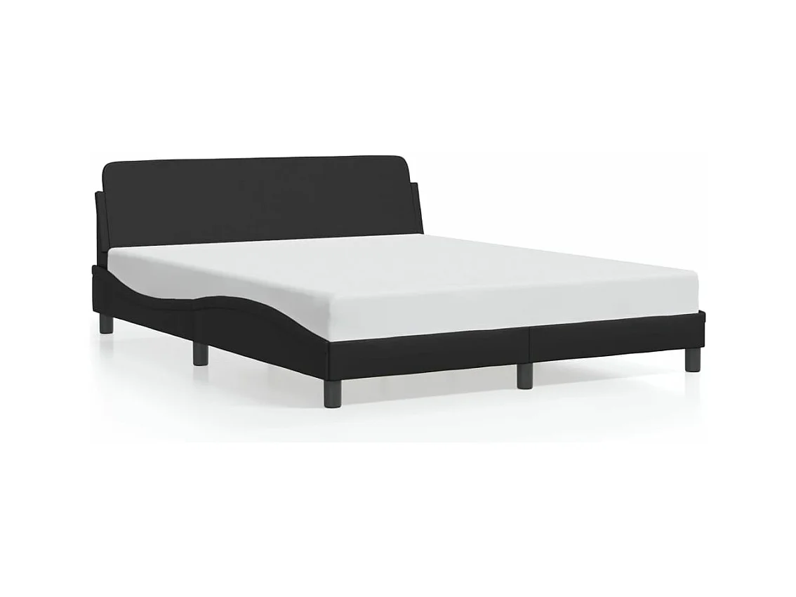 Bedframe met hoofdbord kunstleer zwart 160x200 cm