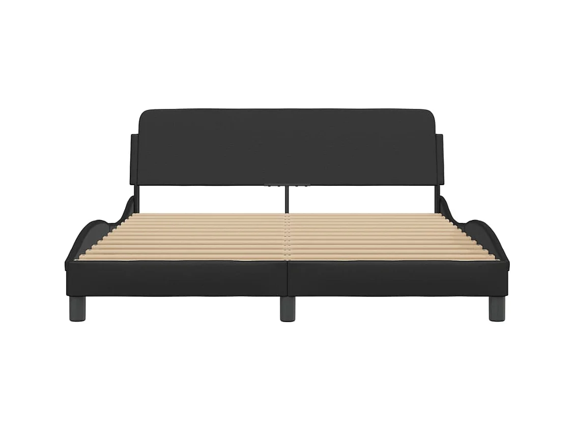 Bedframe met hoofdbord kunstleer zwart 160x200 cm