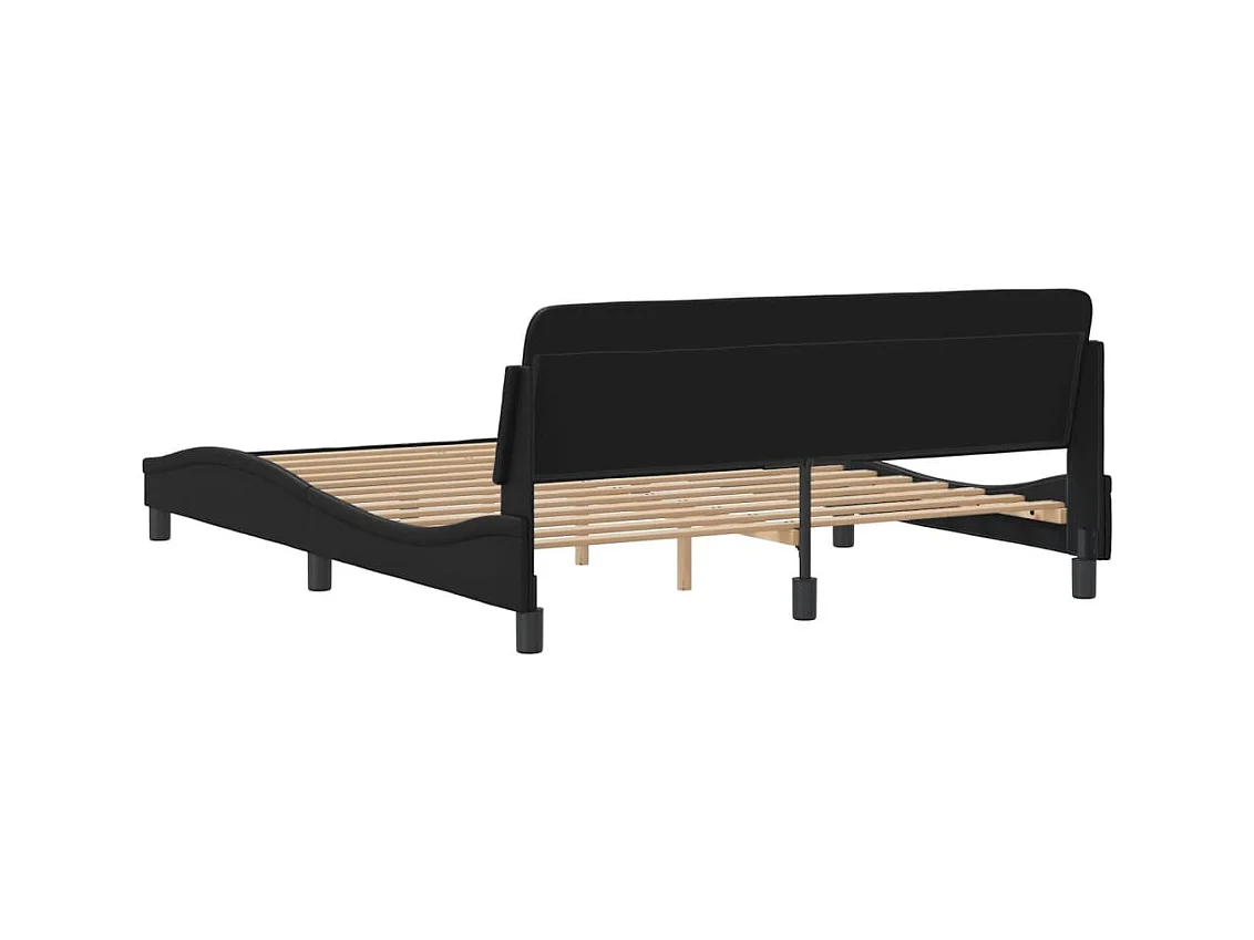 Bedframe met hoofdbord kunstleer zwart 160x200 cm