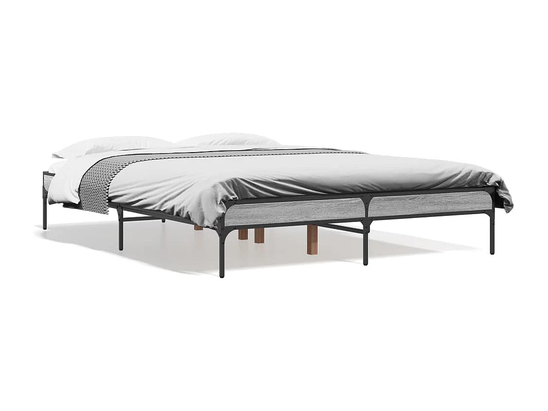 Cadre de lit sans matelas sonoma gris 135x190 cm