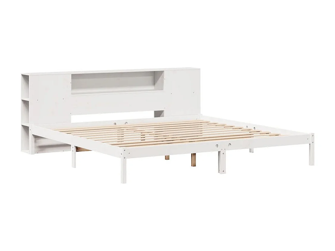 Lit bibliothèque sans matelas blanc 180x200 cm bois pin massif