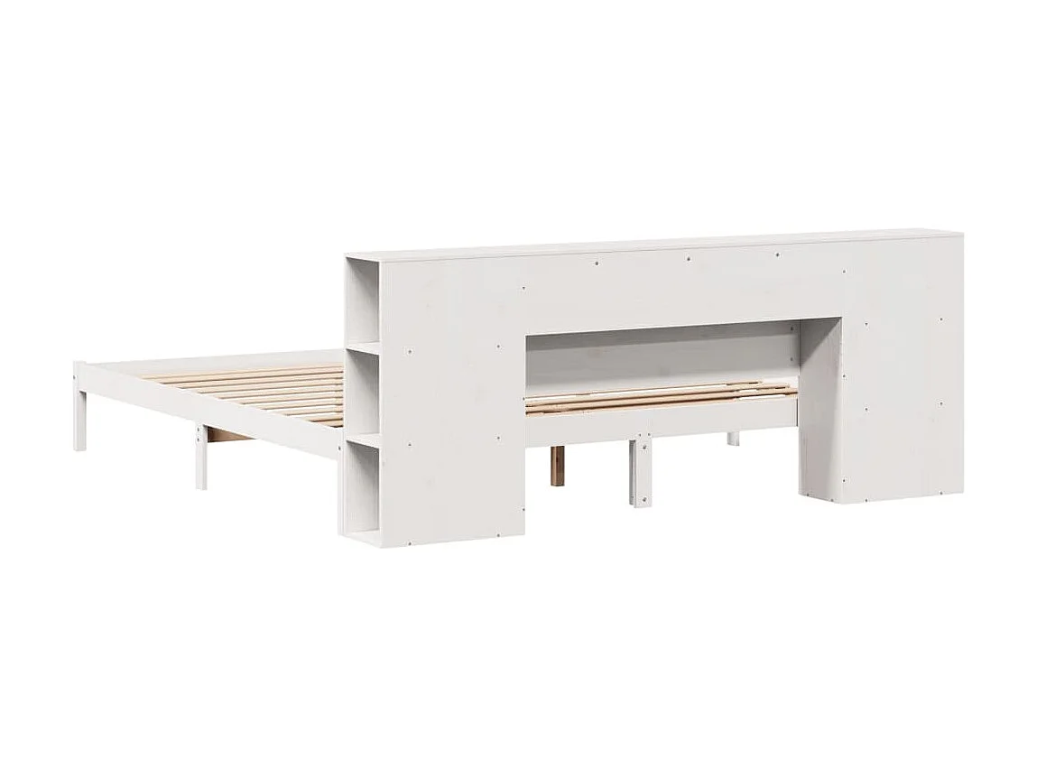 Lit bibliothèque sans matelas blanc 180x200 cm bois pin massif