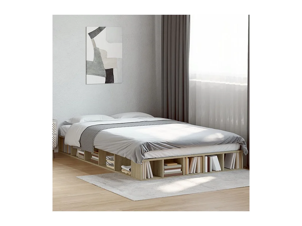 Estructura de cama madera de ingeniería roble Sonoma 120x200 cm