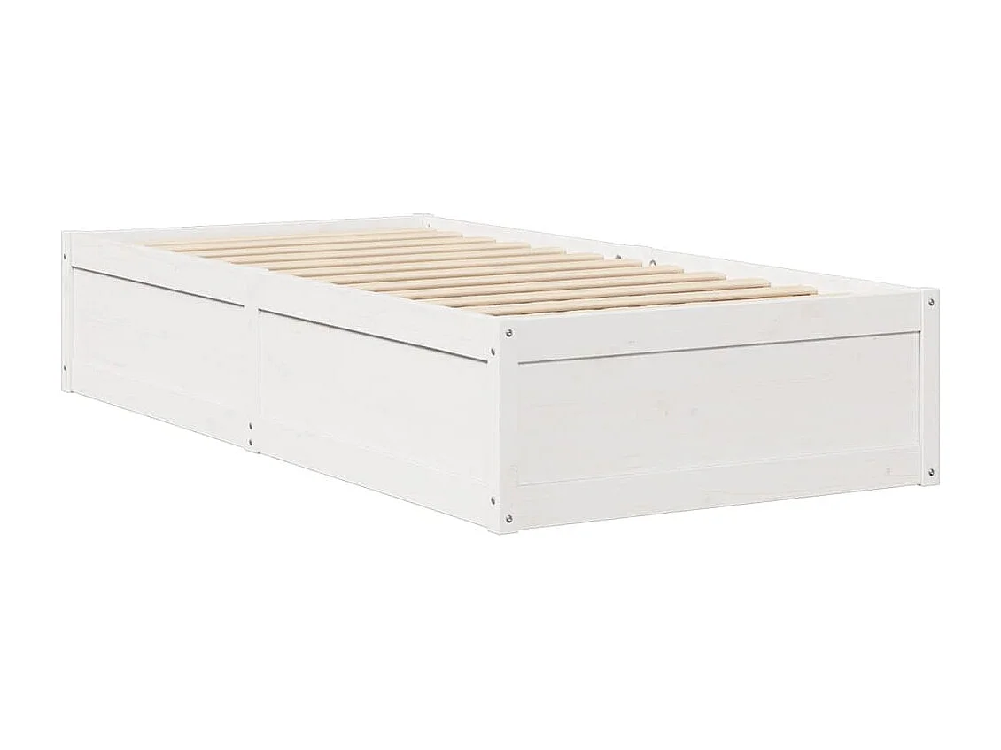 Cadre de lit sans matelas blanc 75x190 cm bois de pin massif