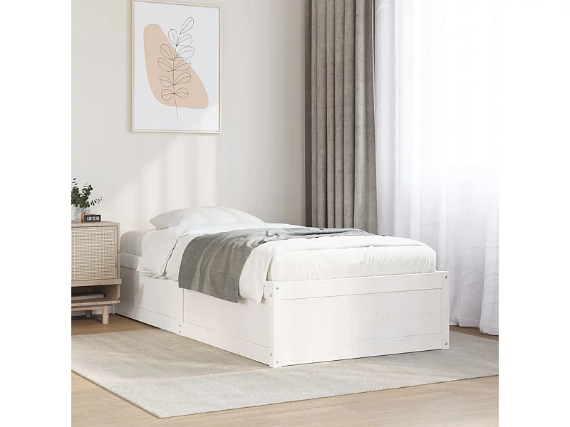 Bedframe zonder matras massief grenenhout wit 75x190 cm