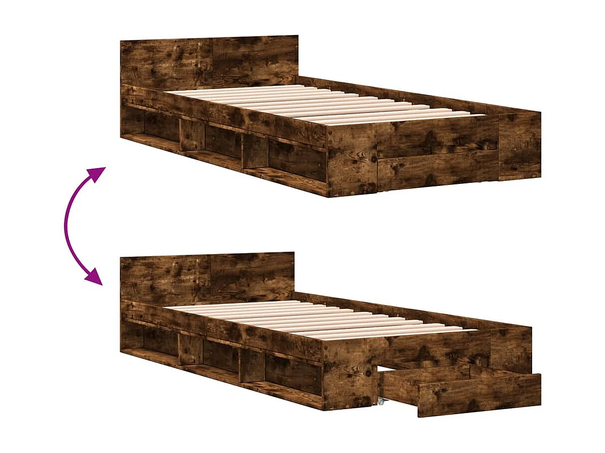 Giroletto con Cassetto Rovere Fumo 75x190 cm Legno Multistrato