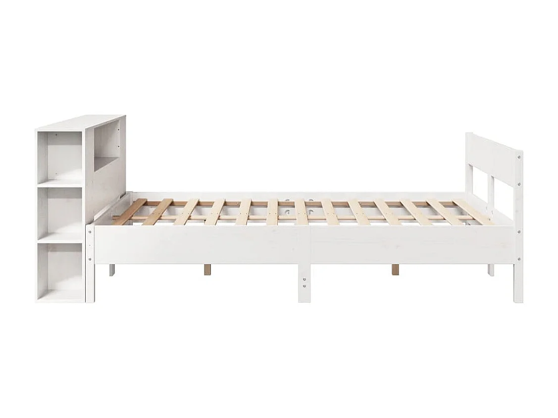 Lit bibliothèque sans matelas blanc 140x190 cm bois pin massif