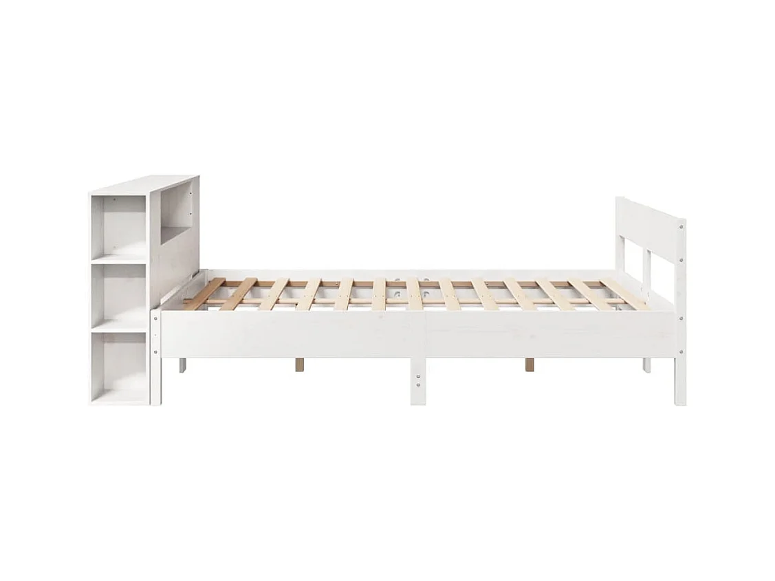 Bed met boekenkast zonder matras grenenhout wit 140x190 cm