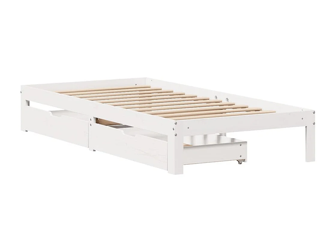 Estrutura de cama com gavetas 90x190 cm pinho maciço branco