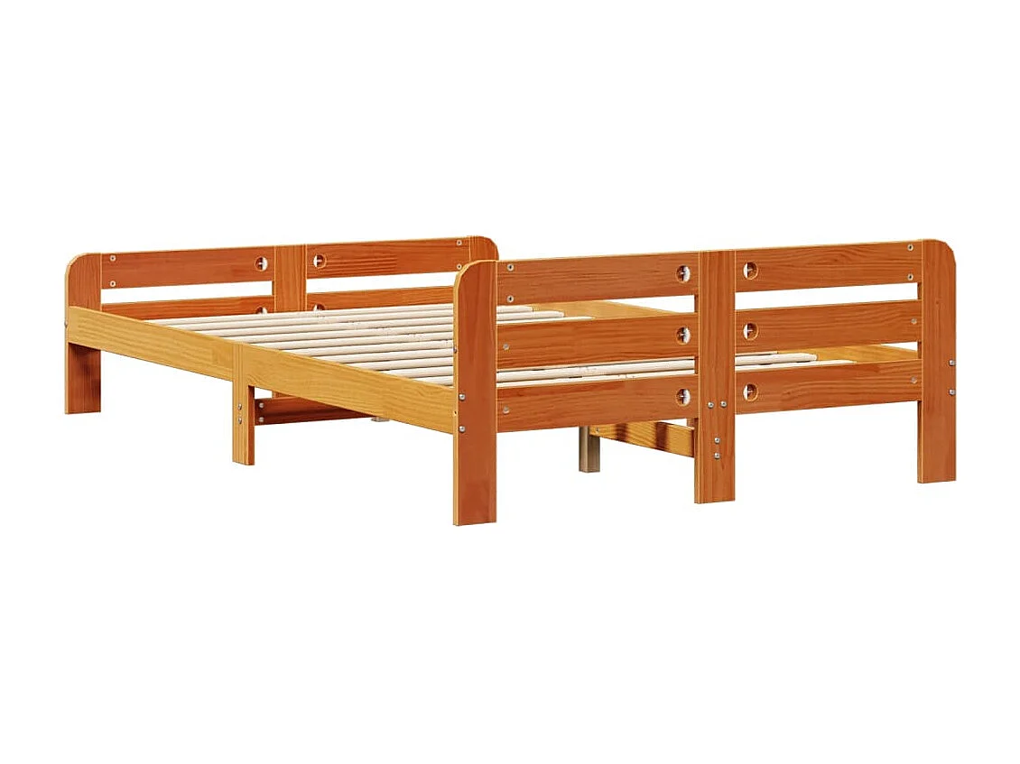 Cama sem colchão 120x190 cm madeira pinho maciça castanho-mel
