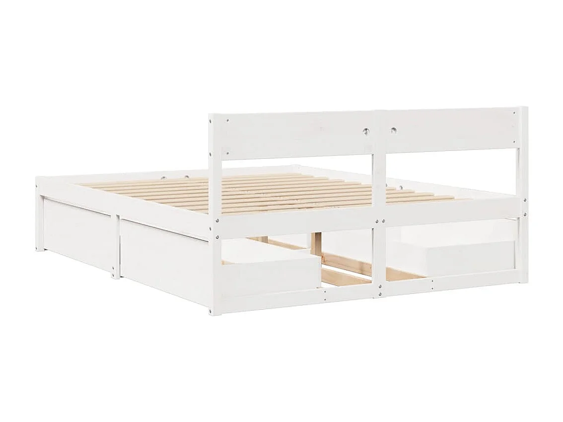 Bedframe zonder matras massief grenenhout wit 140x200 cm