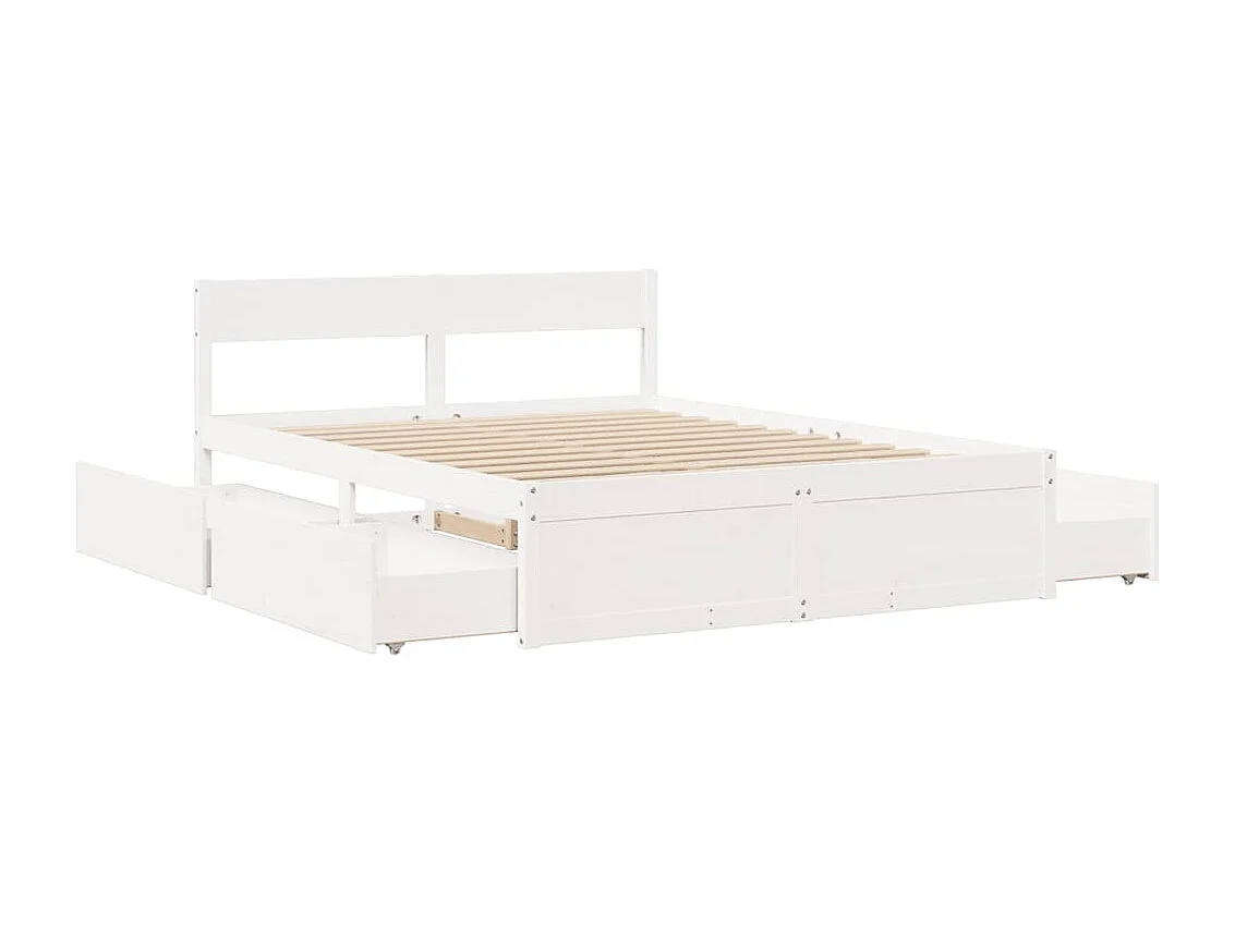 Bedframe zonder matras massief grenenhout wit 140x200 cm
