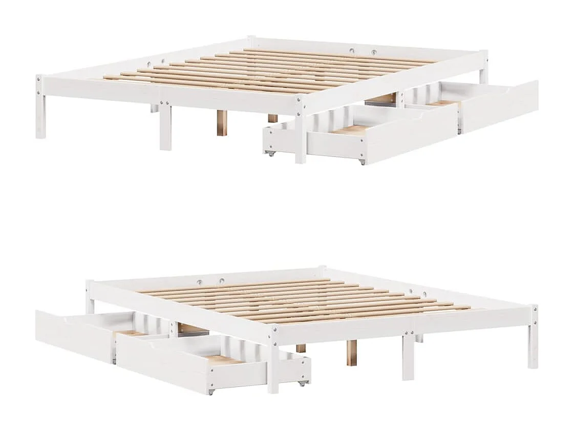 Letto senza Materasso Bianco 150x200 cm Legno Massello di Pino