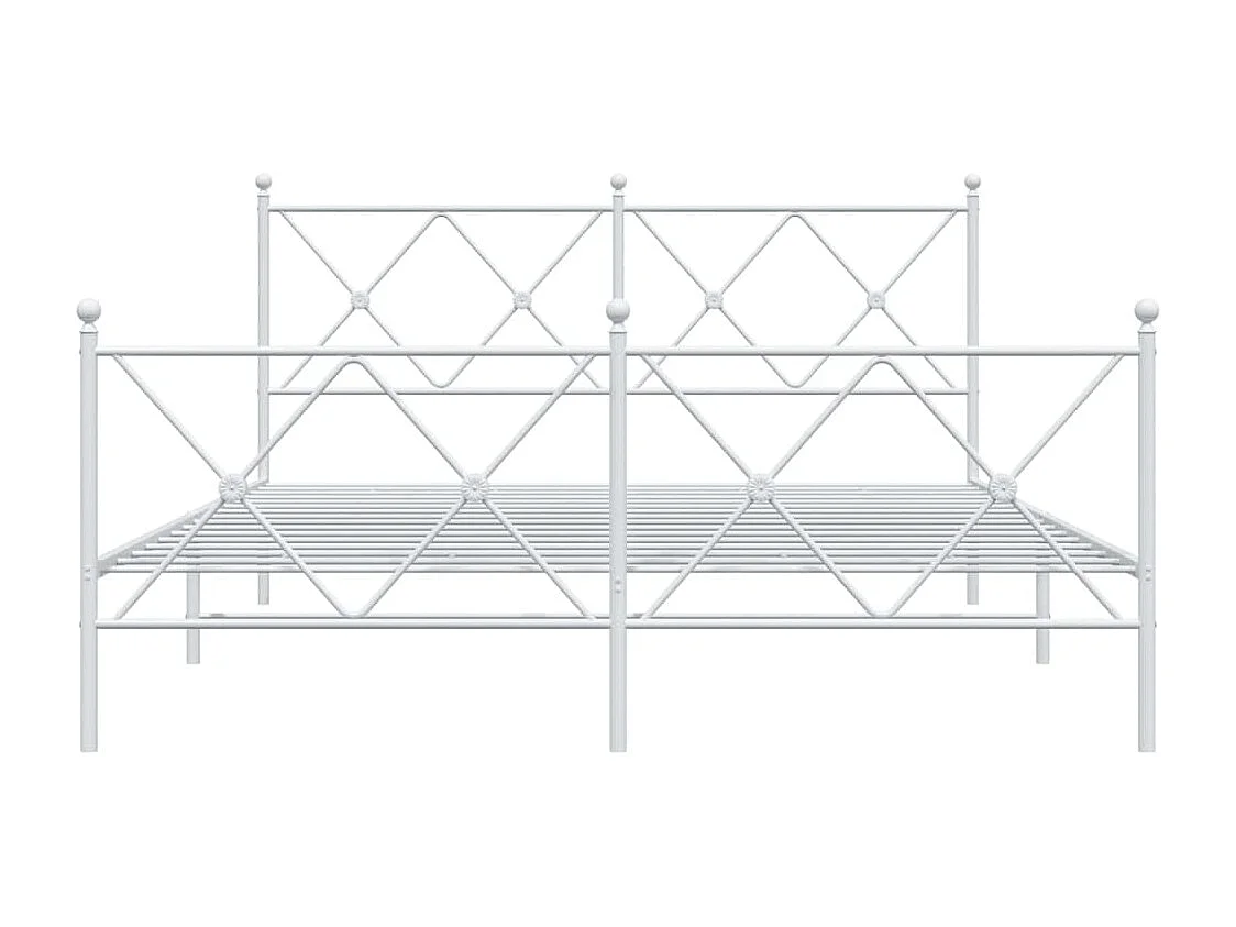 Cadre de lit métal sans matelas et pied de lit blanc 160x200 cm