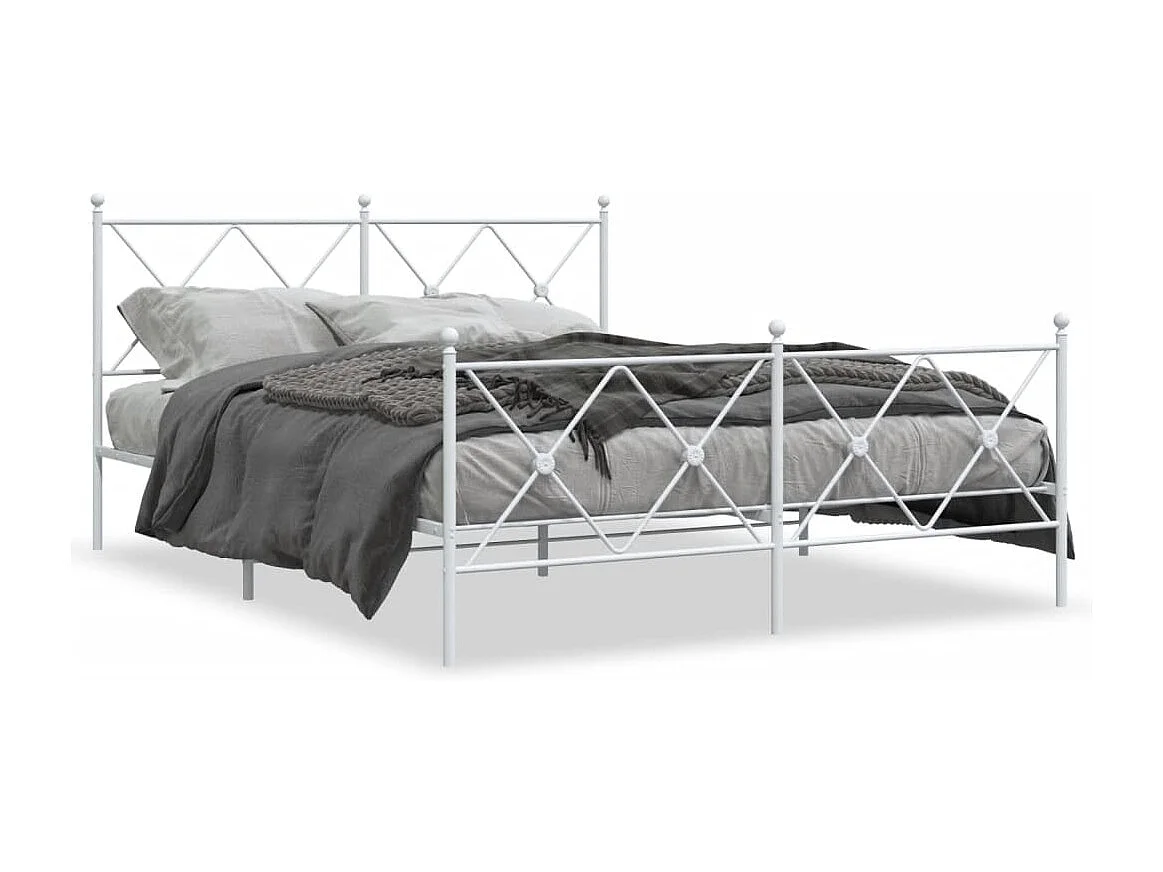 Estrutura de cama com cabeceira e pés 160x200 cm metal branco