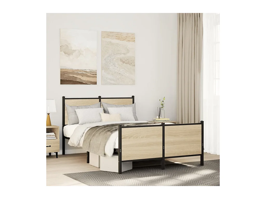 Bedframe zonder matras metaal sonoma eikenkleurig 120x190 cm