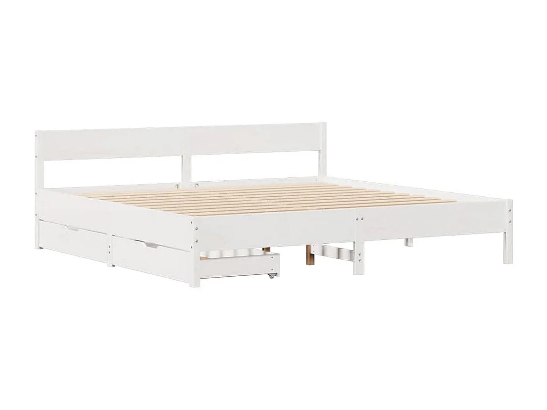 Letto senza Materasso Bianco 180x200 cm Legno Massello di Pino