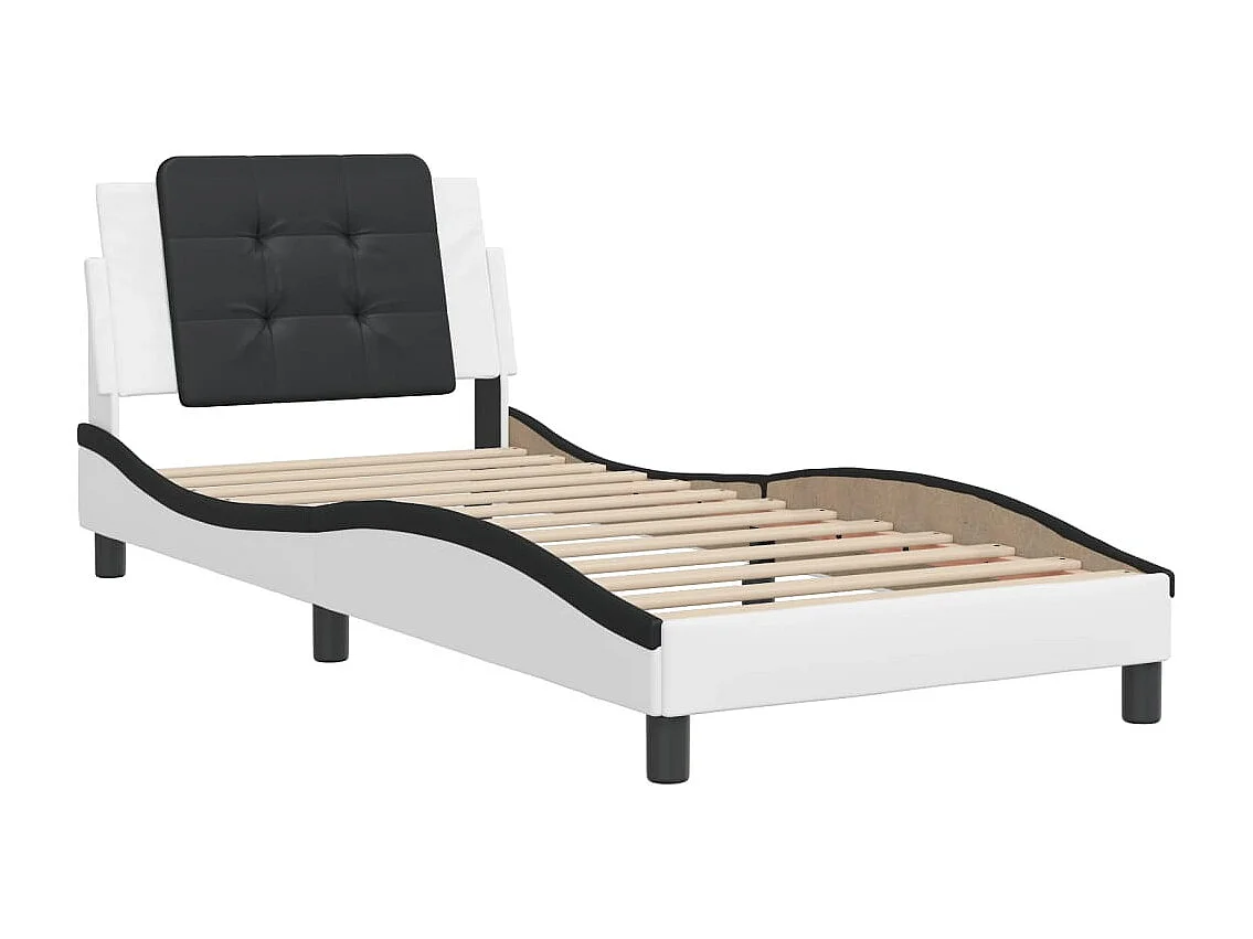 Cadre de lit sans matelas blanc et noir 100x200 cm similicuir