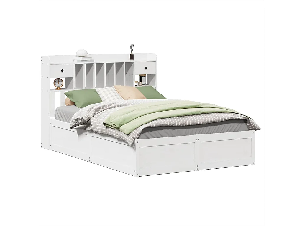 Cadre de lit sans matelas blanc 160x200 cm bois de pin massif