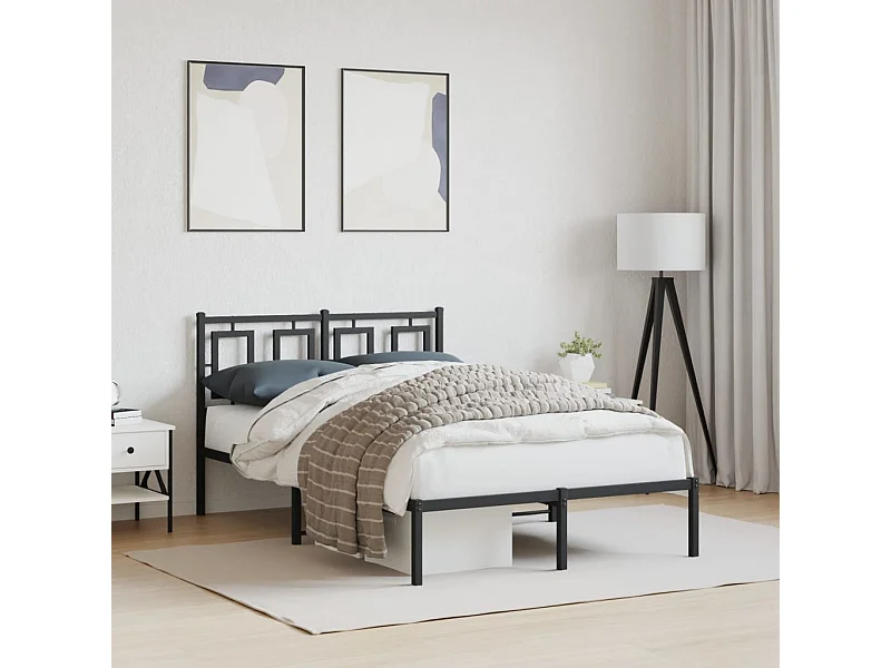 Estructura cama sin colchón con cabecero metal negro 120x190 cm