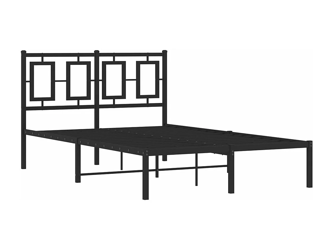 Bedframe met hoofdbord metaal zwart 120x190 cm
