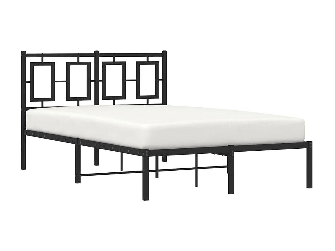 Bedframe met hoofdbord metaal zwart 120x190 cm