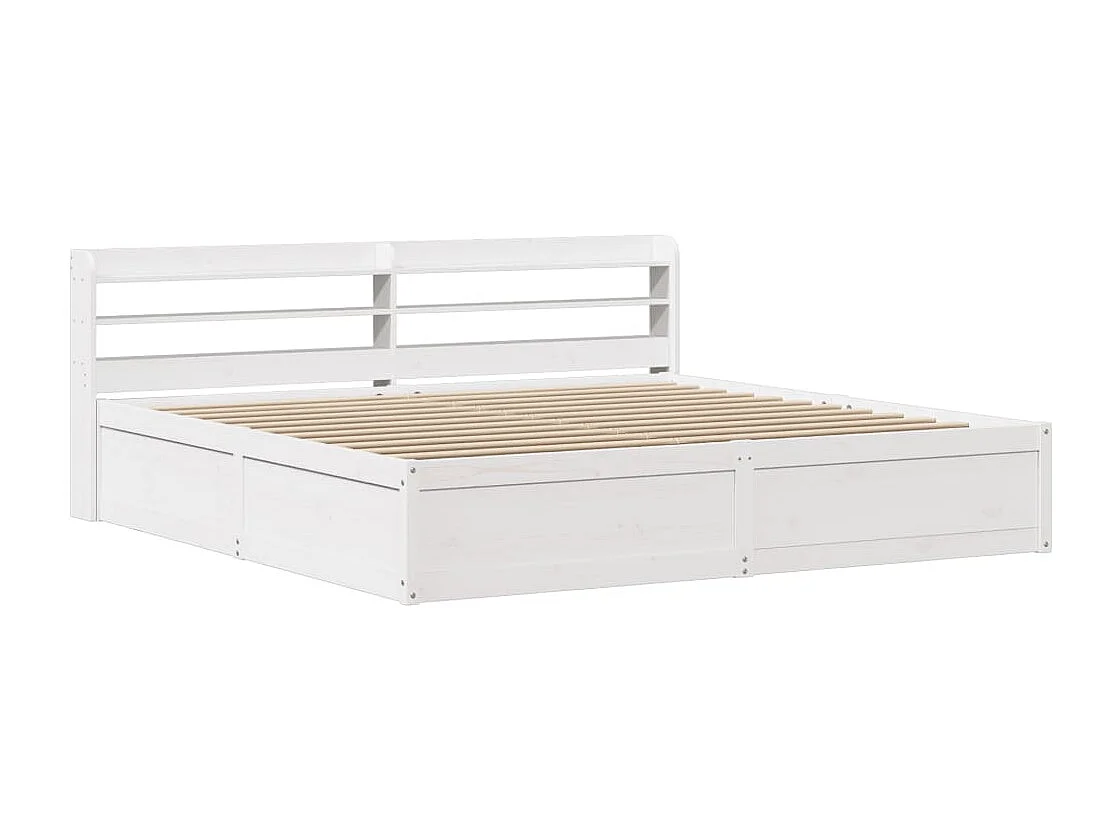 Estrutura de cama com cabeceira 200x200 cm pinho maciço branco