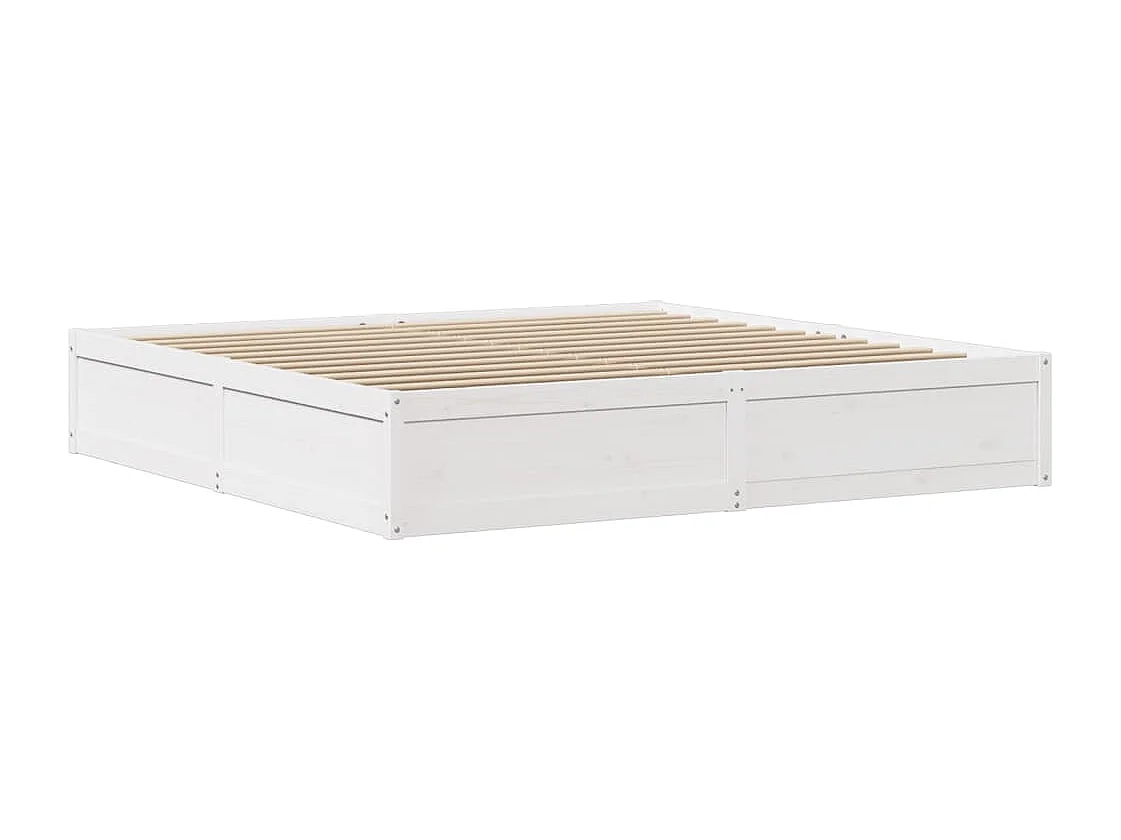 Estrutura de cama com cabeceira 200x200 cm pinho maciço branco
