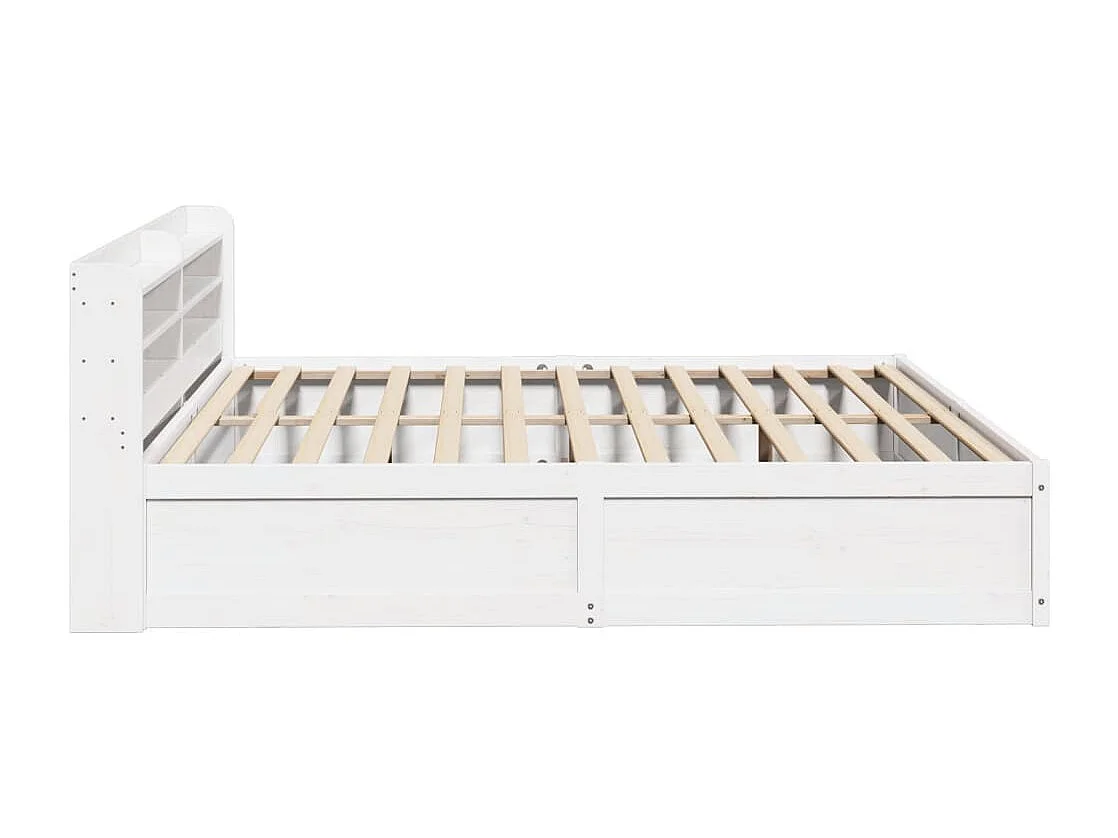 Estrutura de cama com cabeceira 200x200 cm pinho maciço branco