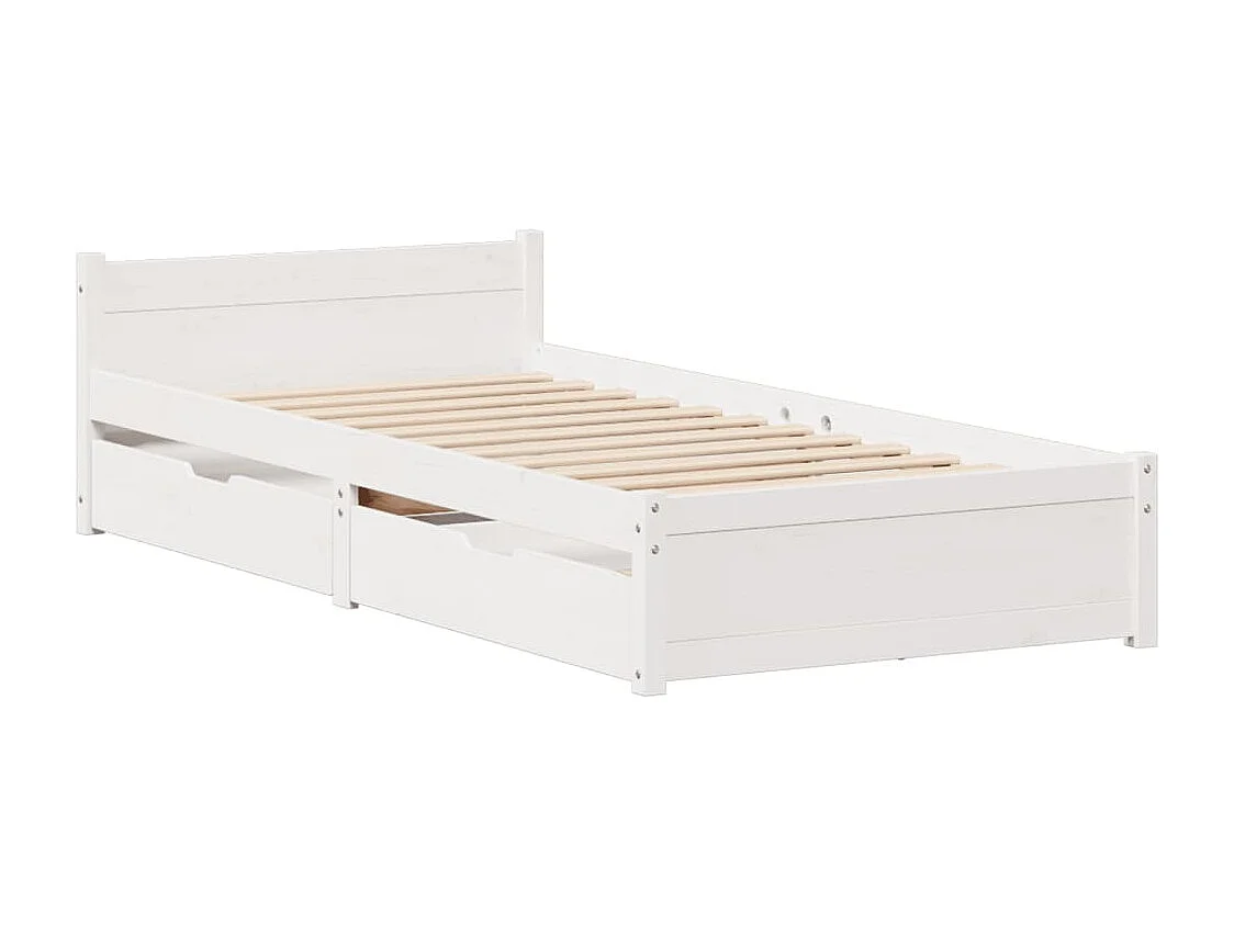 Cadre de lit sans matelas blanc 75x190 cm bois de pin massif