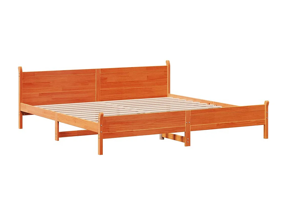 Letto senza Materasso Marrone Cera 200x200 cm in Legno di Pino