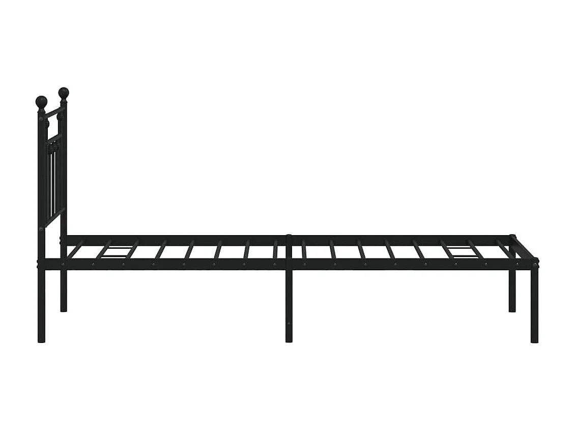 Cadre de lit métal sans matelas avec tête de lit noir 75x190 cm
