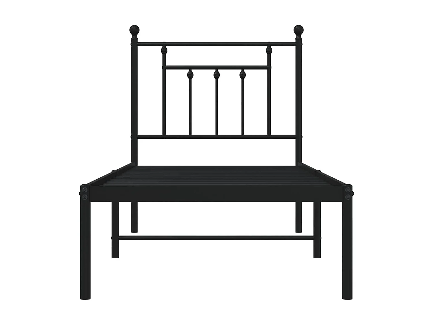Cadre de lit métal sans matelas avec tête de lit noir 75x190 cm