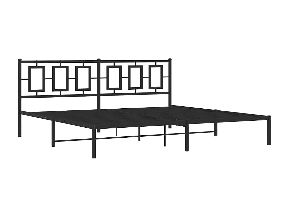 Cadre de lit métal sans matelas avec tête de lit noir 200x200cm