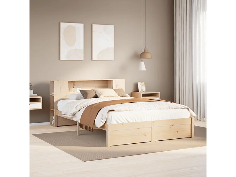 Cama com estante sem colchão 150x200 cm pinho maciço