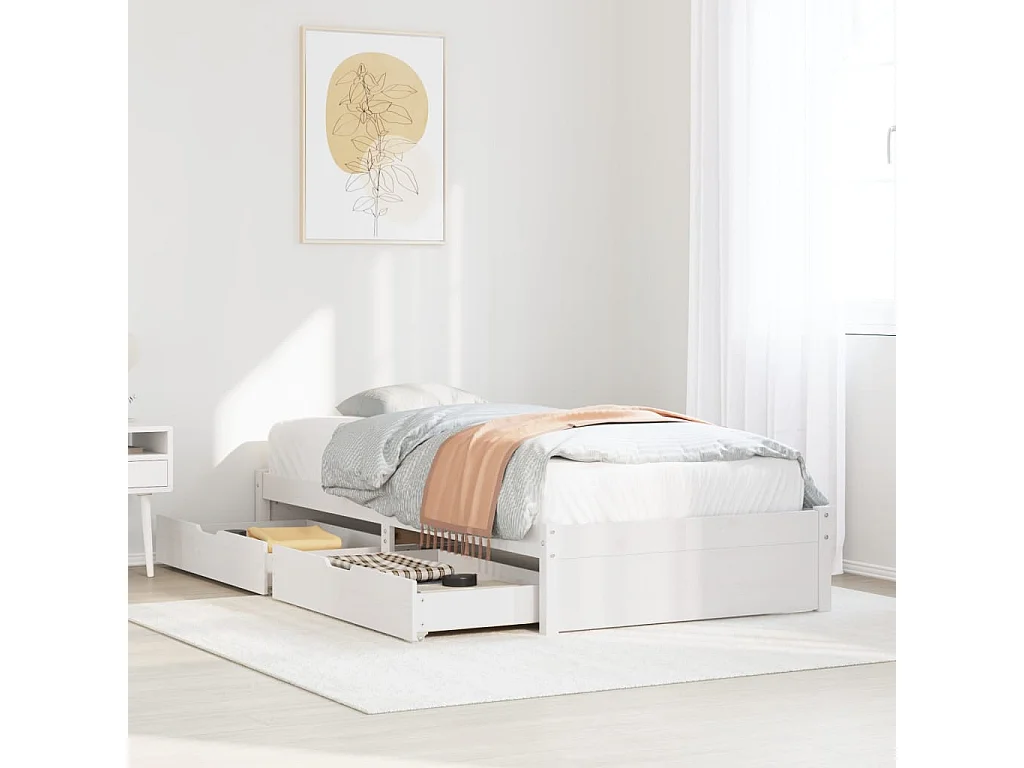 Bedframe zonder matras massief grenenhout wit 140x200 cm