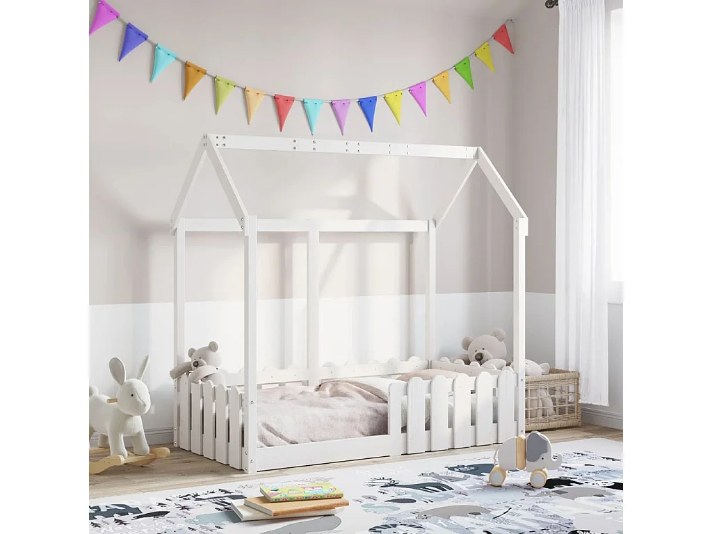 Cadre de lit d'enfants forme de maison sans matelas 70x140 cm