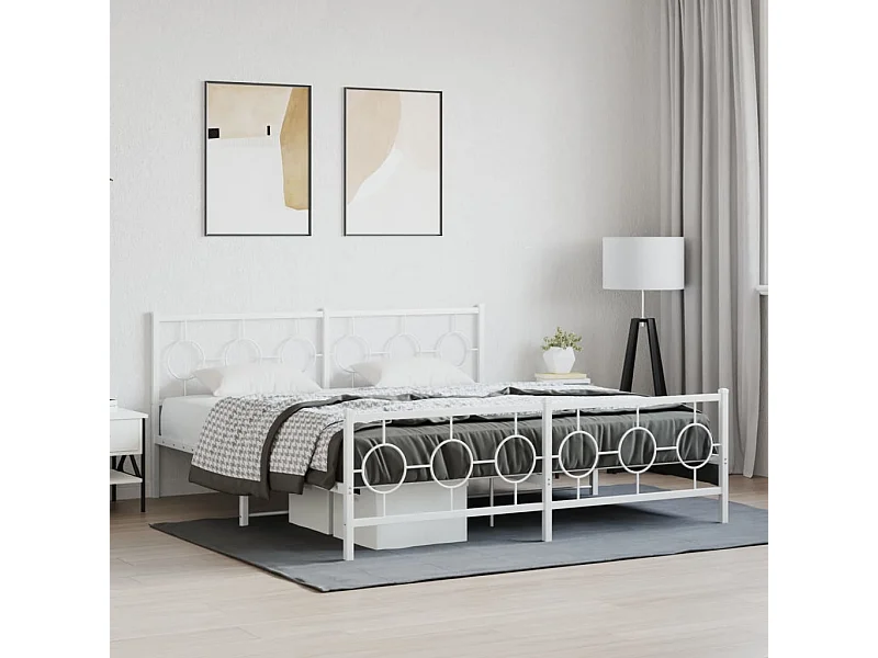 Estructura cama sin colchón con estribo metal blanco 183x213 cm